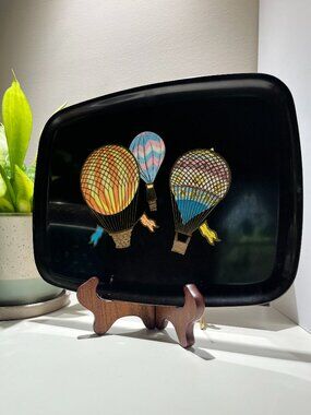 Vintage Couroc hot air balloon tray